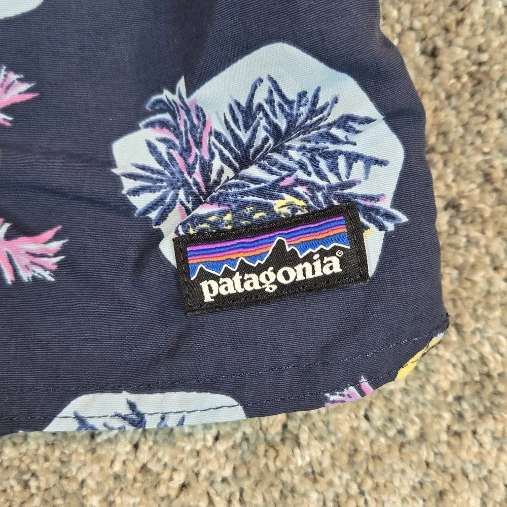 Patagonia Baggies Shorts Youth XL Blue, Yellow  Lined Swim Trunks Melon‎ Print